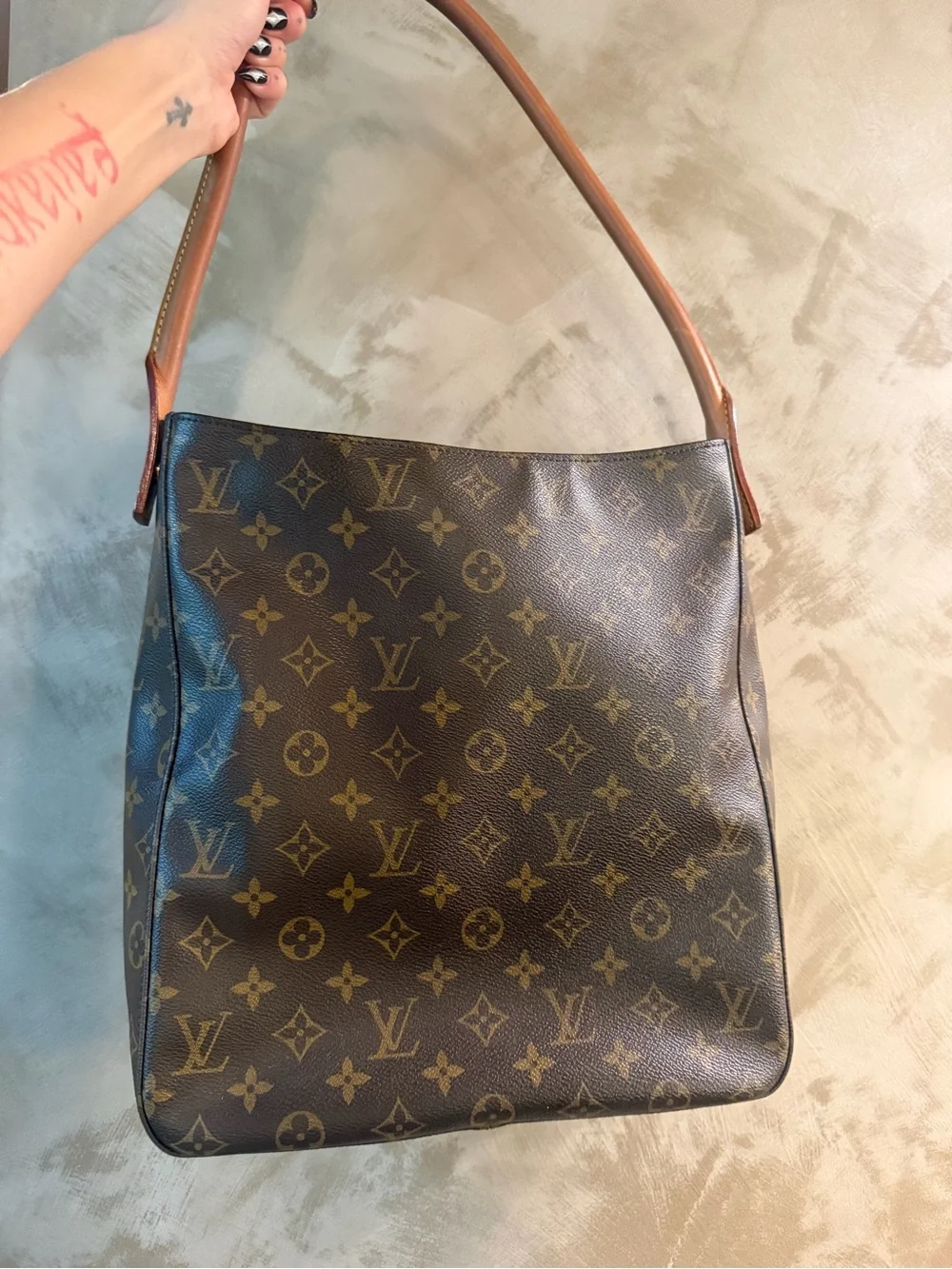 Louis Vuitton Monogram Hobo Shoulder Bag in Brown and Tan